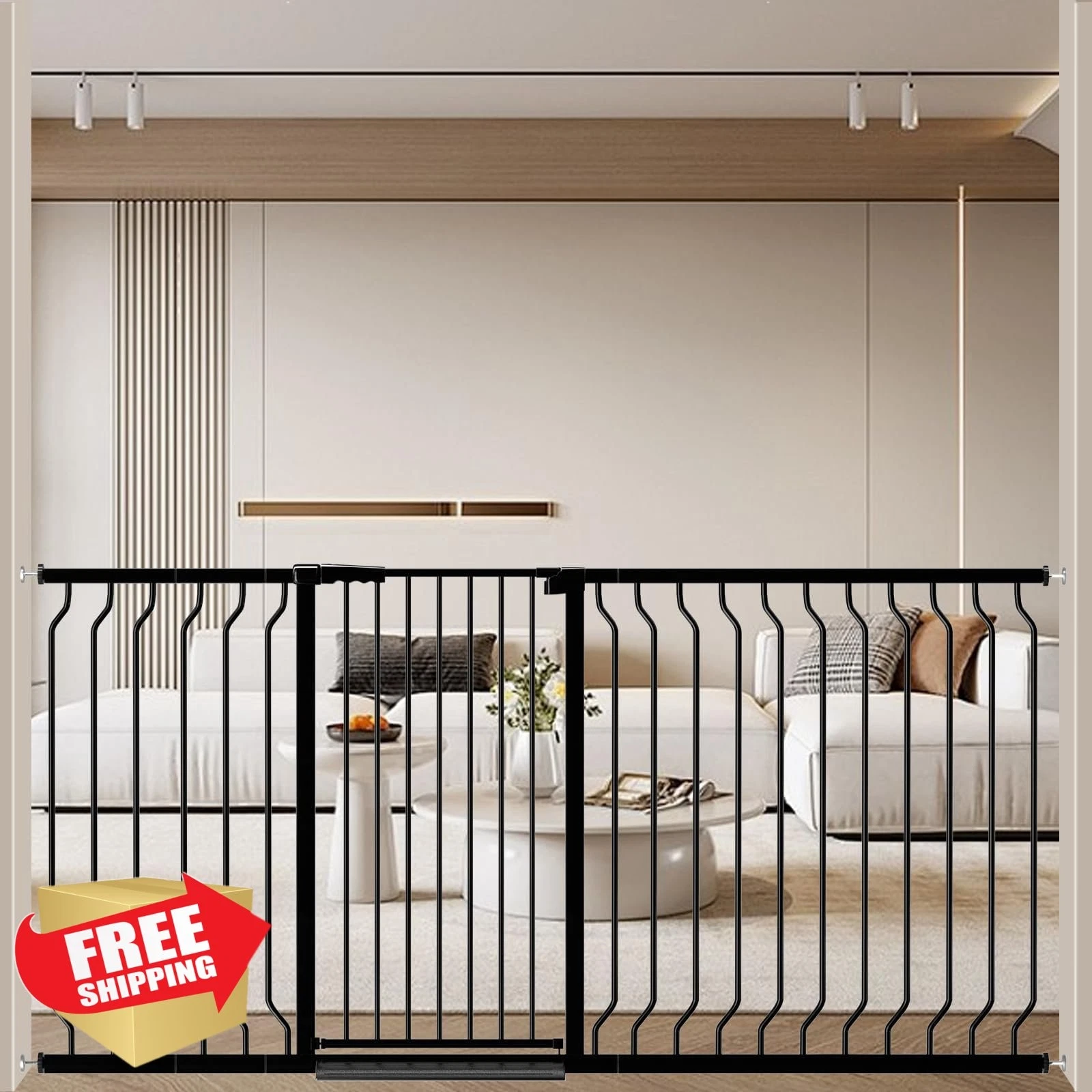 ALLAIBB Extra Tall Wide Baby Gate Pressure Mounted 57"-73"