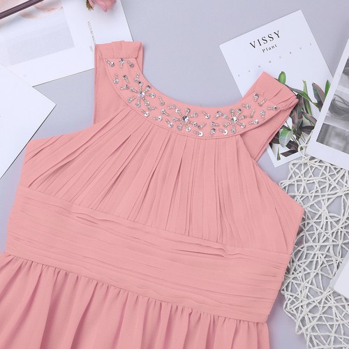 Mädchen Festlich Chiffon Kleider Kinder Sommer Hochzeits gefaltete Partykleider - Bild 50 von 63