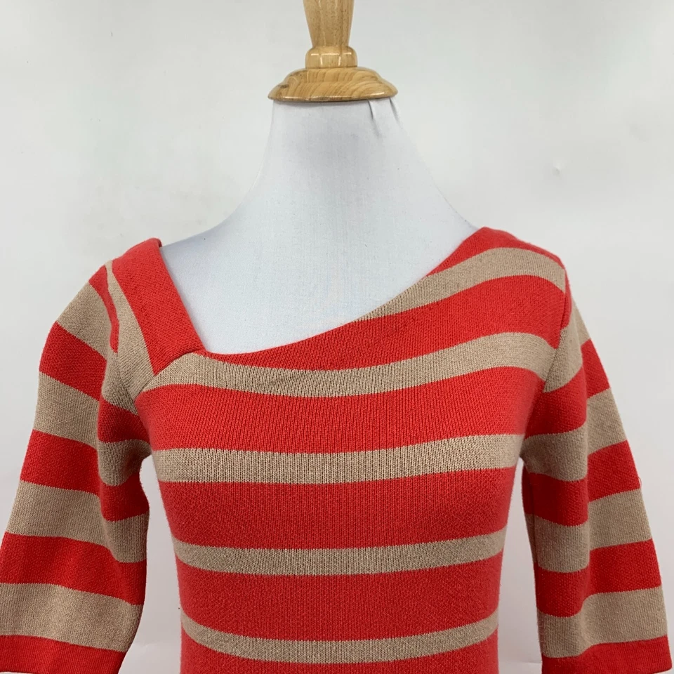 Vestido Tracy Reese Mujer S Pequeño Rayas Cuello Asimétrico Mezcla Seda Suéter Tejido Foto 3 de 4