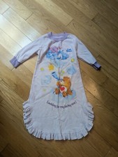 Vintage 80s Care Bear Nightgown Flannel America Greetings Lucky Star Purple 3t