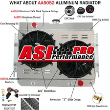 FIT 1963-1968 CHEVY IMPALA/BEL AIR/BISCAYNE/EL CAMINO 4-ROW RADIATOR+SHROUD FAN