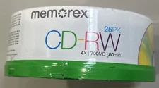 Memorex 25 Pack CD-RW Rewritable 700MB 80min BLANK CDs NEW SEALED