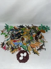 Lot of 98 Mixed Brand of Toy Dino Dinosaurs Small XS all Plastic Toys