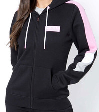 New Womens Henleys Juniper Colour Block Zip Through Hoodie Hoody Black Uk 18