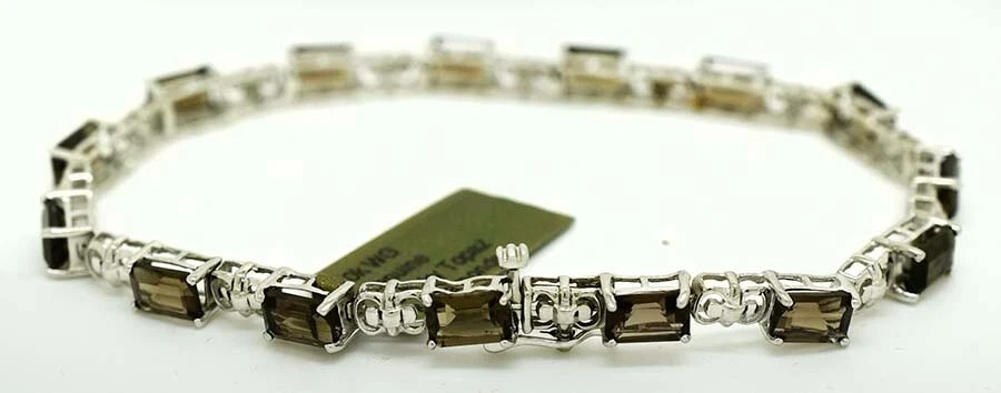 PULSERA TOPACIO AHUMADO ORIGINAL 11,43 Cts oro blanco 10k ** Envío gratuito * Nueva con etiquetas Foto 3 de 3