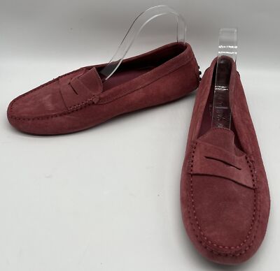 Tod's Women's Mauve pink Soft Suede leather Penny Driving Loafer Flat sz 40.5