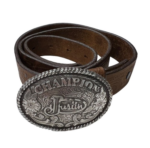 Belt Justin Genuine Leather Top Grain Cowhide Purple w/Silvertone