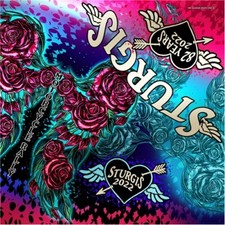 2022 Sturgis Bandana Rose Wings Design 21" x 21" Bandana