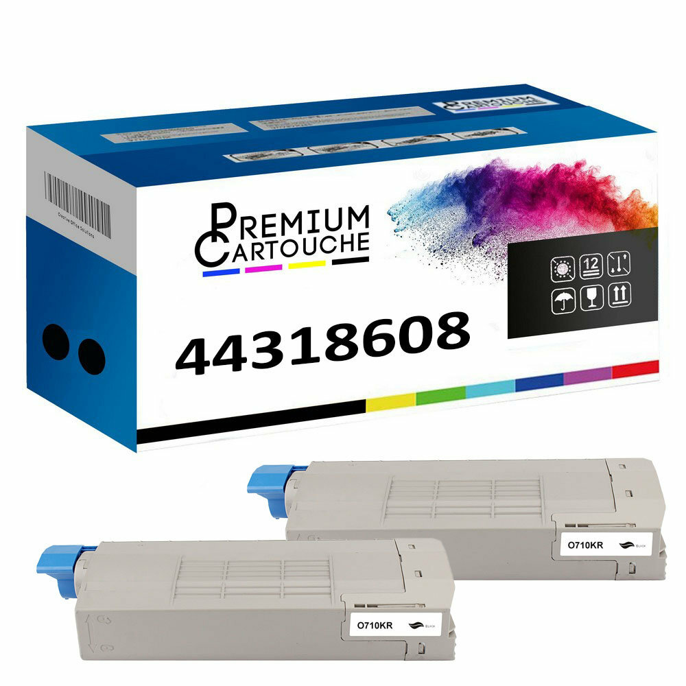 Double toner 44318608 noir compatible OKI idéal pour le télétravail efficace