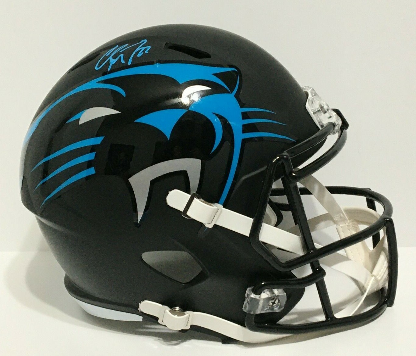 Christian McCaffrey Autographed Signed Carolina Panthers F/S AMP Helmet BAS Beckett Witnessed 