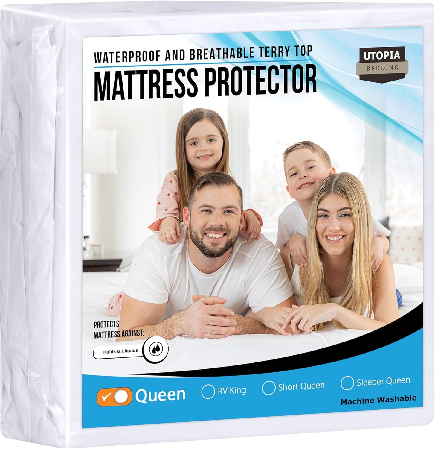 Bedding Waterproof Mattress Protector Queen Size, Premium Terry Mattress Cover..