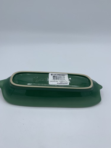 LE CREUSET SWEET CORN DISH, FENNEL GREEN/DIJON YELLOW, NWT - Picture 4 of 5