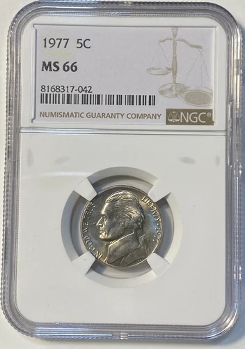 🔥1977 P JEFFERSON NICKEL 5C MS 66 NGC🔥