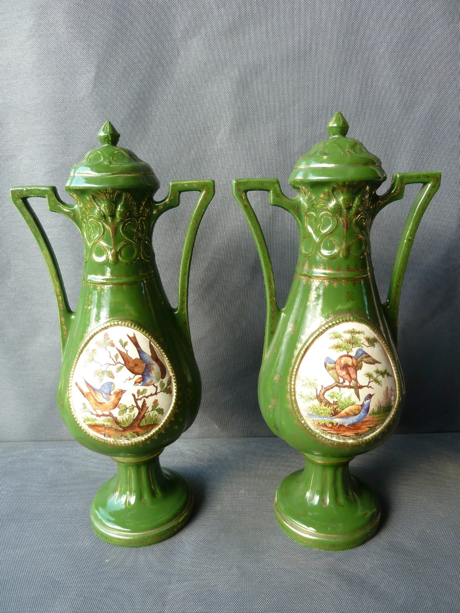 Vaso fiori in ceramica dipinto a mano decoro Paesaggio Papaveri