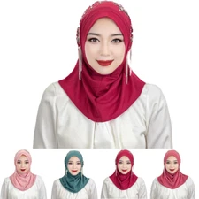 Women Amira Instant Scarf Hijab One Piece Muslim Head Wrap Pull On Ready Wear
