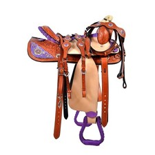 Handmade Western Kids Youth Adult Barrel Horse Saddle Tooled Leather Tack Set