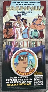 SDCC Comic Con 2022 Fox Animation Exclusive Krapopolis Dan Harmon Button Pinback