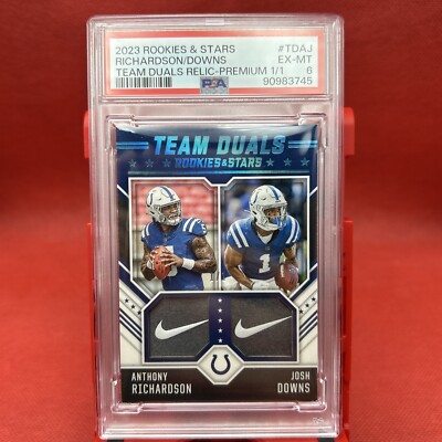 2023 Rookies And Stars ANTHONY RICHARDSON JOSH DOWNS Nike Swoosh Patch 1/1 PSA