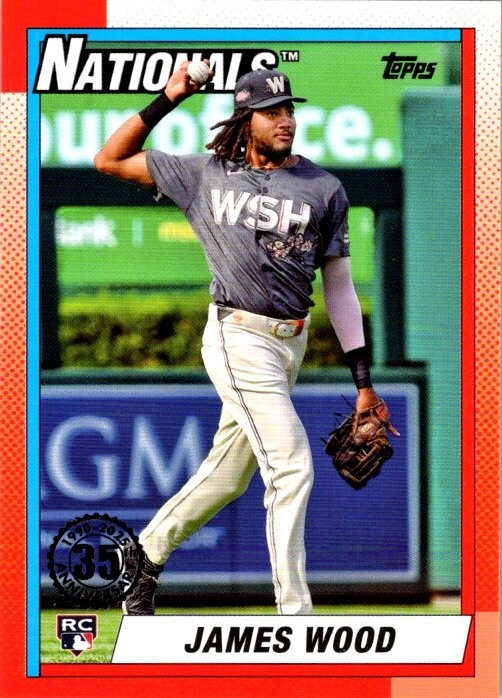 James Wood 2025 Topps Series 1 1990 Base Rookie Card #T90-39 - Nationals