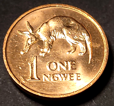 1983 Zambia ONE 1 NGWEE COIN - KM#9A - 17.5MM - AARDVARK - AFRICA