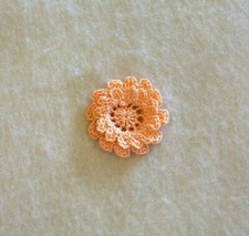 Crochet Peach 2-Layered Mum Flower Applique X-Small Quilting Sewing