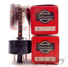 2 Delmonico 6W4GT Half Wave Rectifier Damper Diode TV Audio Vacuum Tube Valve -