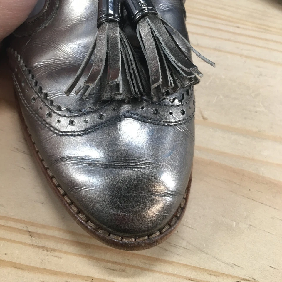 Louise Et Cie Zapatos Mujer 9 M Joey Vestido Punta de Ala Borla Mocasín Cuero Plateado Foto 4 de 4