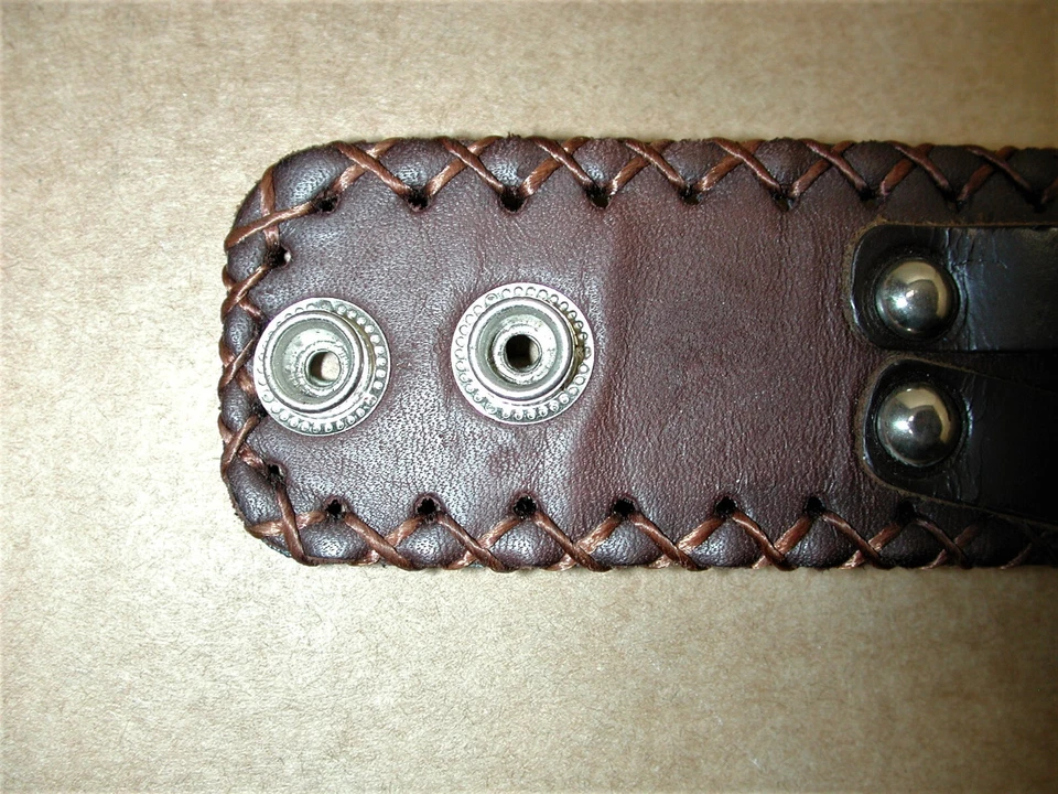 Kenneth Cole Brown Leather Wide Motorcycle Adjustable Bracelet - Image 4 of 4