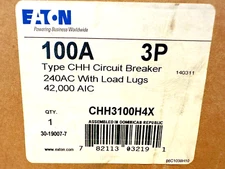 NEW Eaton Cutler Hammer CHH3100H4X Circuit Breaker 100 Amp 240 Volt 3 POLE 42K