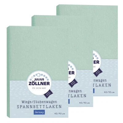 Julius Zöllner Spannbetttuch Jersey 90x40 Salbei 3er Pack