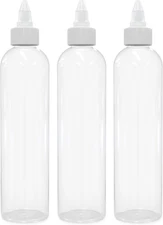 Twist Top Applicator Bottles, 8 OZ Crystal Clear, Squeeze Empty Plastic Bottles,