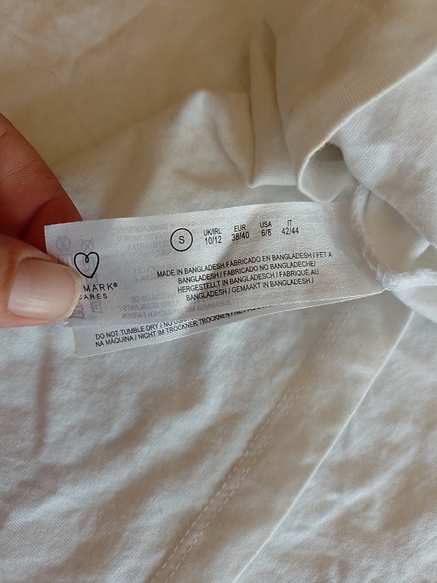 Ladies T Shirt Primark Size S Short Sleeves White 21742 View 5