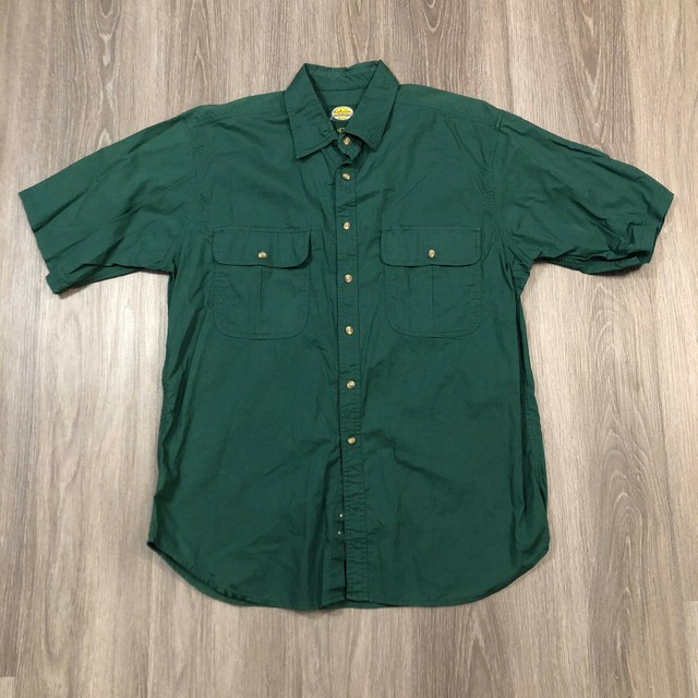 Cabelas Mens XL Reg Green S/S Button Up Shirt Cotton eBay