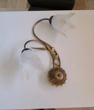 Applique in ferro battuto Classico 2 Luci Marrone Oro e Vetro Bianco Da Parete