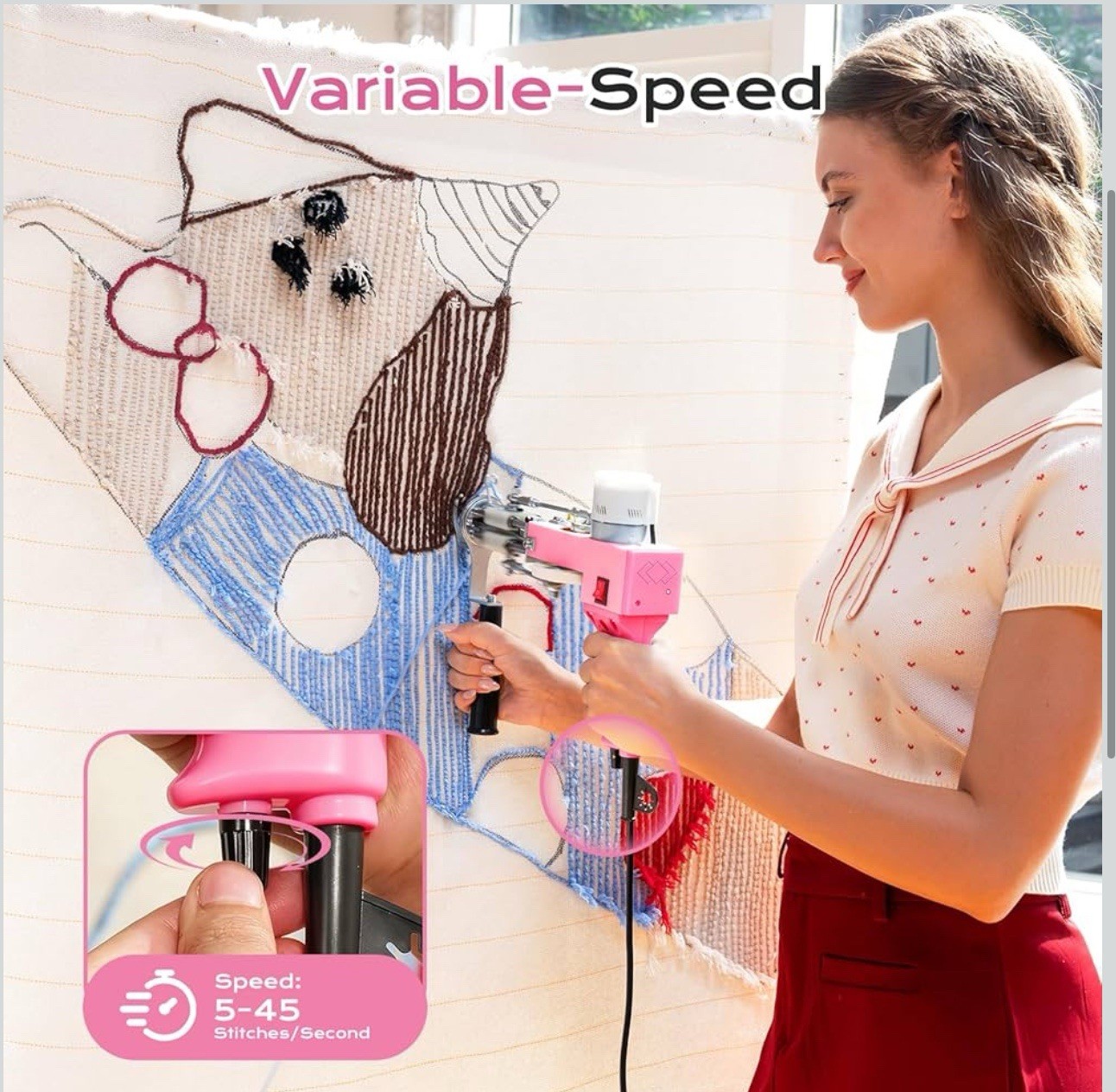 Rug Tufting Gun w/Carpet Trimmer Kit-Tuft Gun w/ Tufting-Shears, 2 In 1 Cut&loop