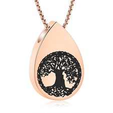 Teardrop Tree of life Cremation Urn Pendant Human/Pet Ashes Keepsake Memorial Je