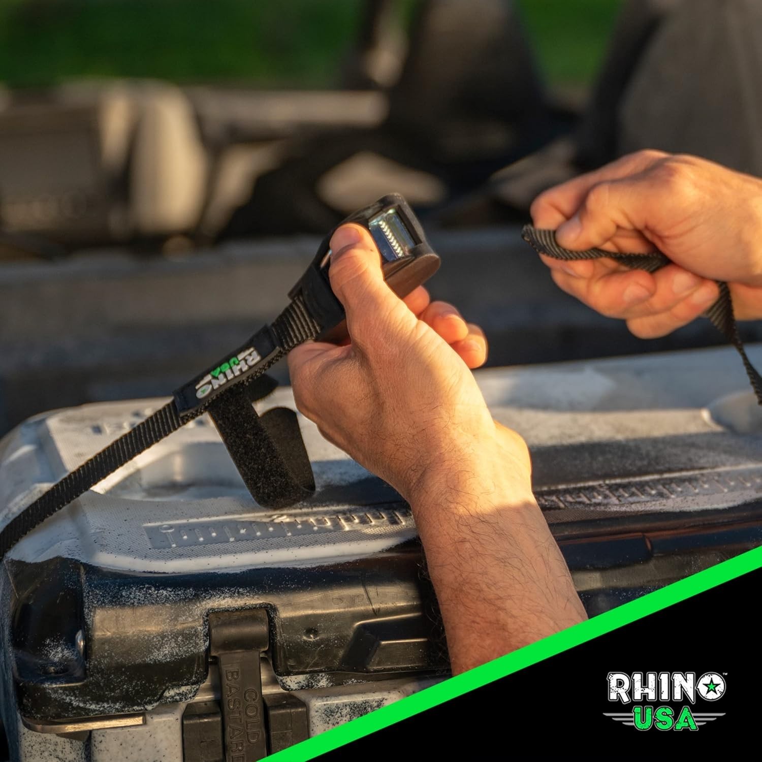 Rhino USA Ratchet Straps Tie Downs (4-Pack) - 1 Inch x 12 Feet (1,320lb Break