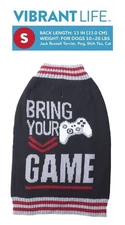 Vibrant Life Dog Sweater Bring Your Game Small 13in 10-20lbs Black Gray Red New