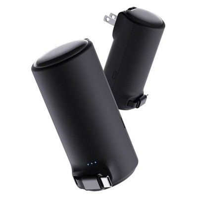 iWALK USB-C Portable Charger, 5,000mAh 3-in-1 Power Bank with Foldable AC Plug &