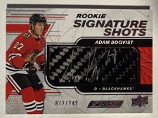 Adam Boqvist 2019-20 Upper Deck Engrained Rookie Signature Shots Auto 072/249
