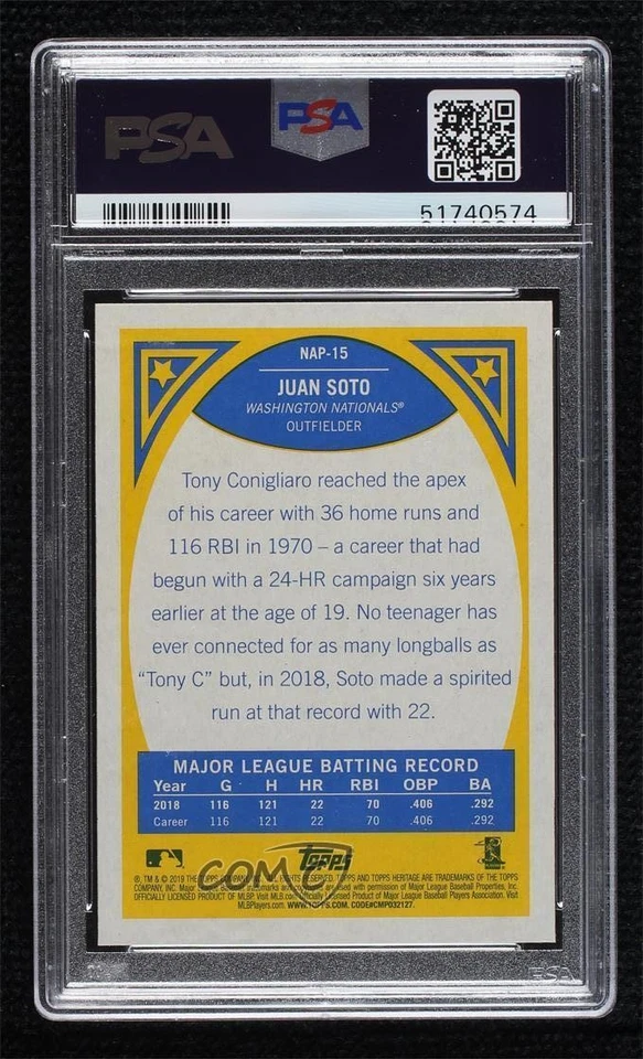2019 Topps Heritage New Age Performers Juan Soto #NAP-15 PSA 10 GEM MT - Image 2 of 2