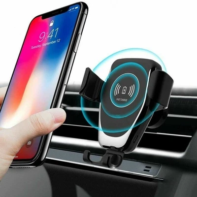 Supporto Telefono Auto Wireless Con Caricabatterie Qi 10W - Base A Presa D'Aria, Ricarica Automatica