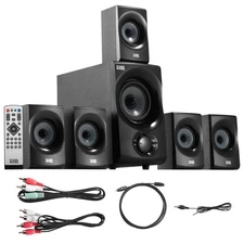 Acoustic Audio Home Theater 5.1 Bluetooth Speaker System with FM Tuner NEW
