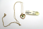 14K Yellow Gold Heart Peridot & Diamond Pendant Necklace 2.3 Gr [N126] — photo 8