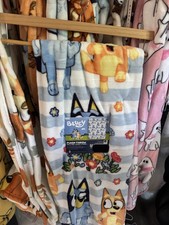 Bluey Plush Throw Blanket 50 x 70 Fall Bingo Blue Flowers