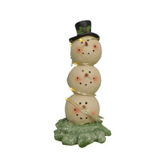 Lighted stacked snowmen with Christmas greens - New by Blossom Bucket 13510