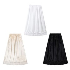 Women Lace Trim Half Slip Under Dress Lightweight Underskirt Ice Silk Petticoat