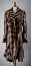 Ladies Marks & Spencer Brown & Pink Mix Wool Blend Tweed Fit & Flare Coat UK 12