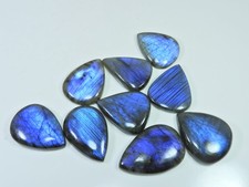 337Cts.Natural Labradorite Blue Flash Pear Cabochon Loose Gemstone 09Pcs Lot
