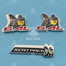 3X Zinc Alloy 6.4L Super SCAT PACK Bee Emblem Fender&Trunk Lid 3D Badge Sticker